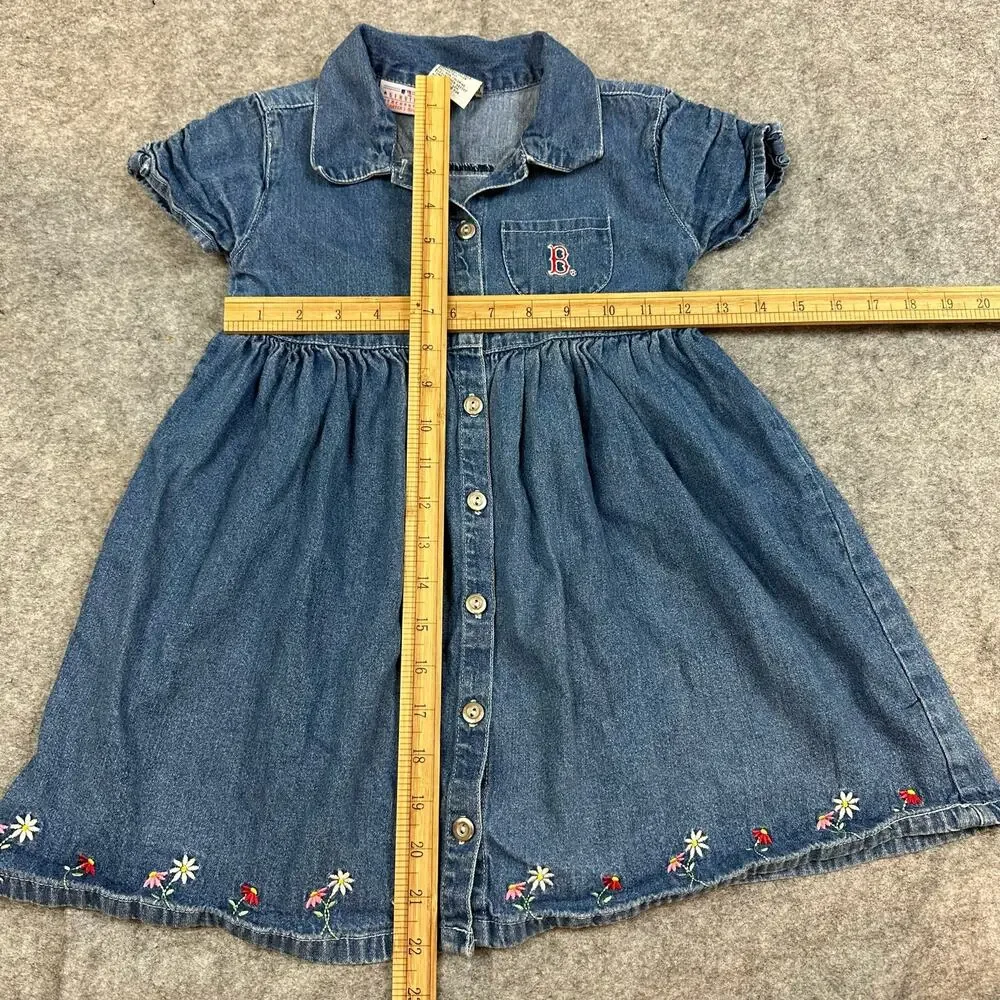 RARE Vintage Carter's MLB Boston Red Sox Denim Shirt Dress Girls Size 6
